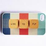 Iphone Case. Live To Fly. Retro Scrabble Wood..