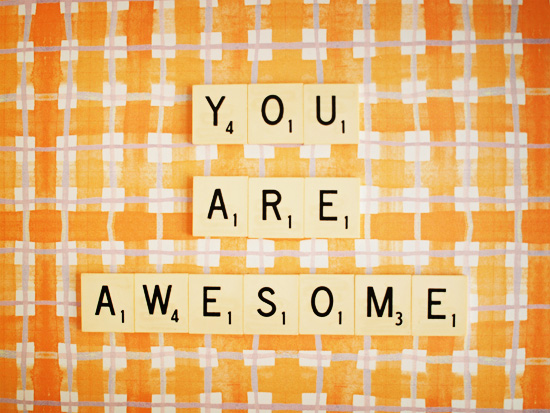 You Are Awesome. Retro Scrabble Tiles. Size 5x7"