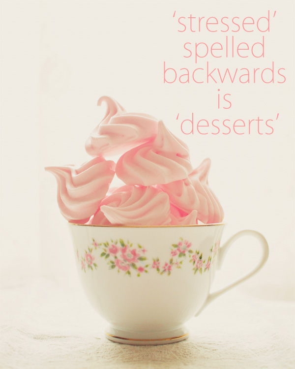 Stressed Desserts. Pink Meringues. Typography Art. Home Decor. Size 8x10"
