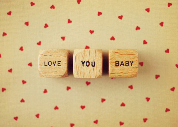Love You Baby. Vintage Letter Dice Photo. Fine Art Photography. Size 5x7"